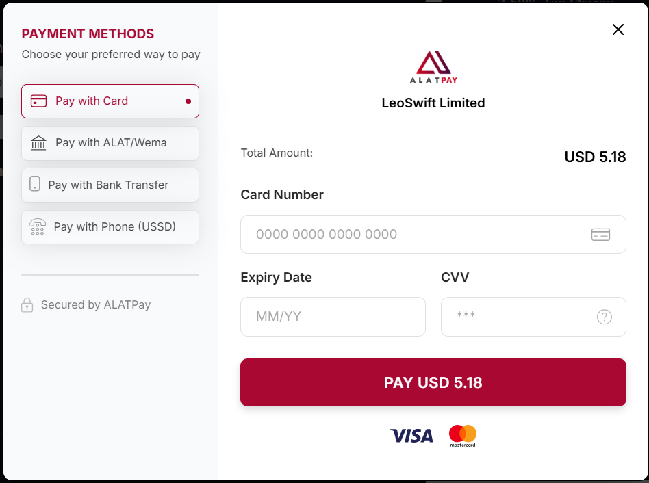 ALATPay Checkout Page